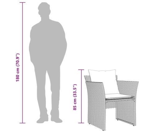 Sillón de jardín con reposapiés ratán sintético marrón