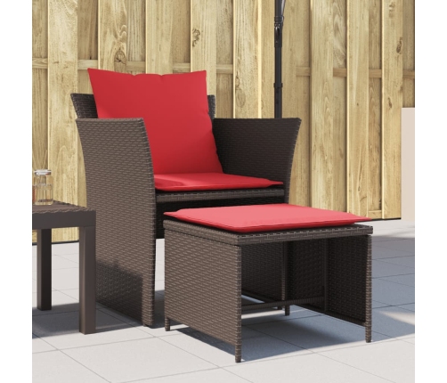 Sillón de jardín con reposapiés ratán sintético marrón