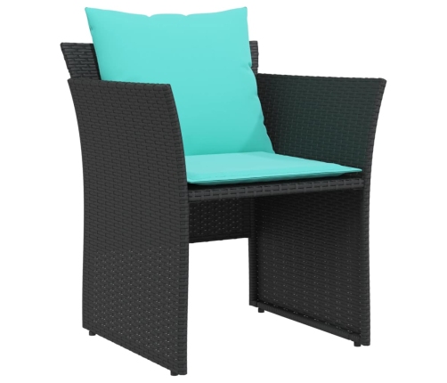 Sillón de jardín con reposapiés ratán sintético negro