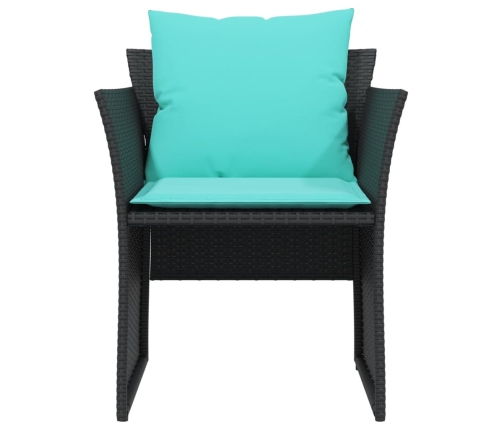 Sillón de jardín con reposapiés ratán sintético negro