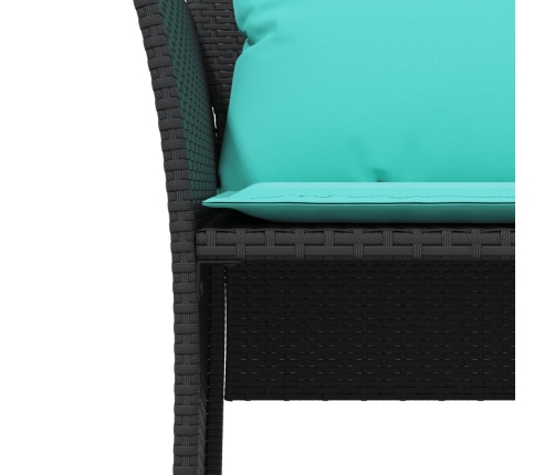 Sillón de jardín con reposapiés ratán sintético negro