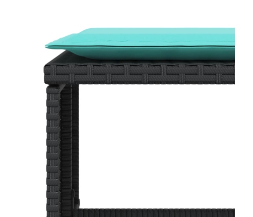Sillón de jardín con reposapiés ratán sintético negro