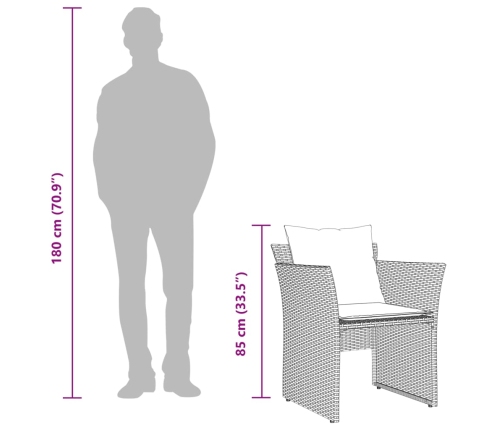 Sillón de jardín con reposapiés ratán sintético negro