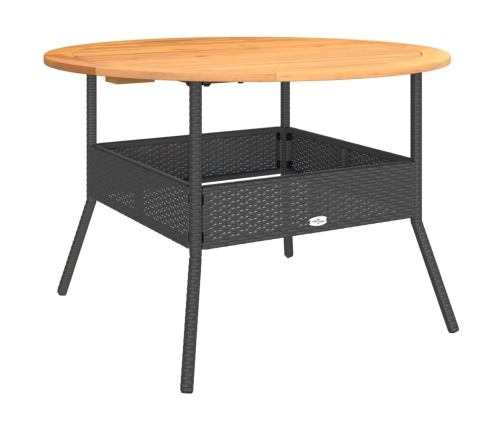 Mesa de jardín superficie madera acacia ratán negro Ø110x71 cm