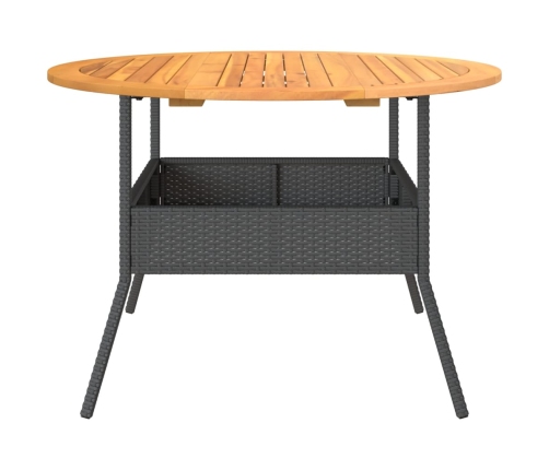 Mesa de jardín superficie madera acacia ratán negro Ø110x71 cm