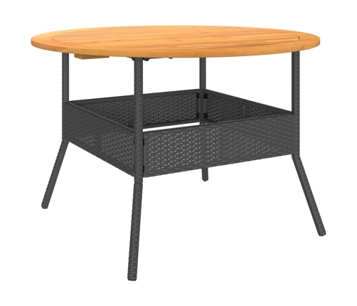 Mesa de jardín superficie madera acacia ratán negro Ø110x71 cm