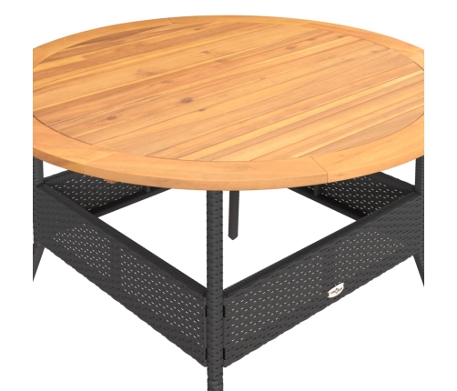 Mesa de jardín superficie madera acacia ratán negro Ø110x71 cm