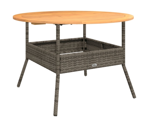 Mesa de jardín superficie de madera ratán PE gris Ø110x71 cm