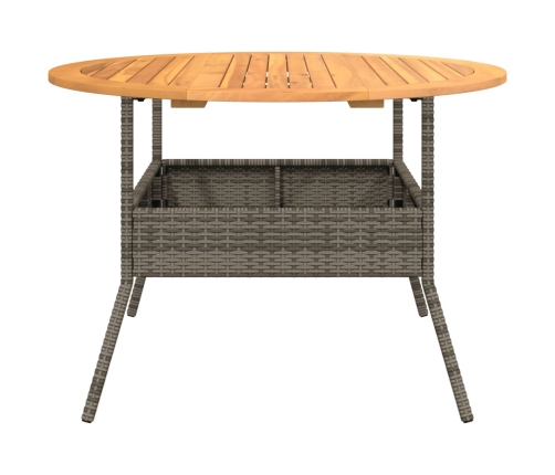 Mesa de jardín superficie de madera ratán PE gris Ø110x71 cm