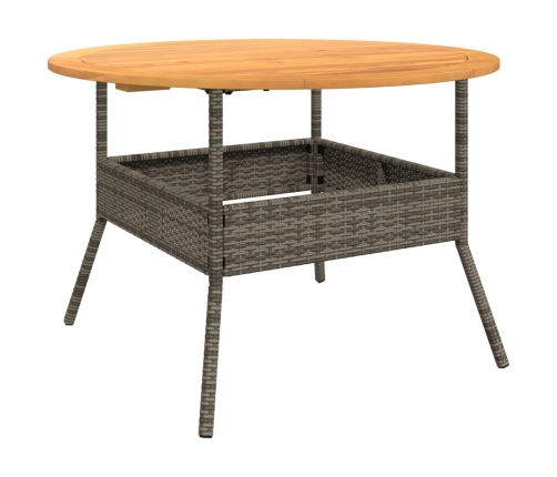 Mesa de jardín superficie de madera ratán PE gris Ø110x71 cm