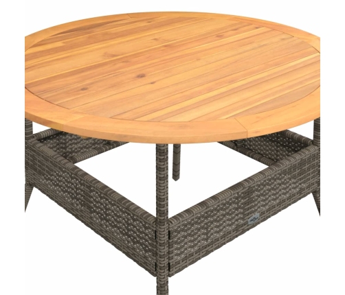 Mesa de jardín superficie de madera ratán PE gris Ø110x71 cm