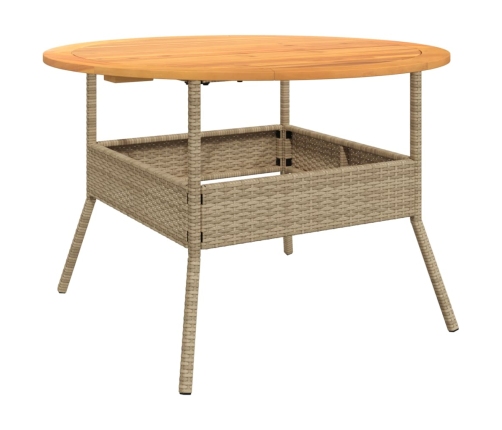 Mesa de jardín superficie de madera ratán PE beige Ø110x71 cm