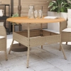 Mesa de jardín superficie de madera ratán PE beige Ø110x71 cm