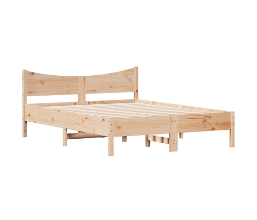 Estructura de cama sin colchón madera maciza de pino 140x190 cm