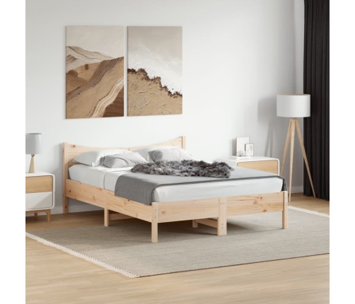 Estructura de cama sin colchón madera maciza de pino 140x190 cm