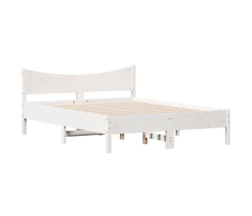 Estructura de cama sin colchón madera de pino blanca 140x190 cm