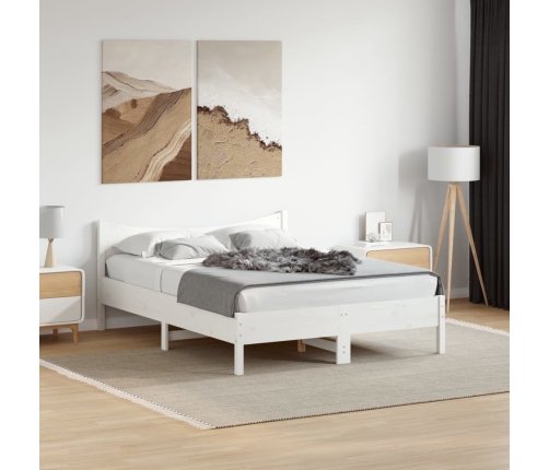 Estructura de cama sin colchón madera de pino blanca 140x190 cm