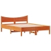 Cama sin colchón madera maciza de pino marrón cera 140x190 cm