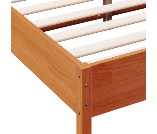 Cama sin colchón madera maciza de pino marrón cera 140x190 cm