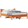 Cama sin colchón madera maciza de pino marrón cera 140x190 cm