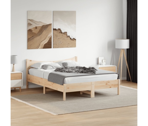 Estructura de cama sin colchón madera maciza de pino 135x190 cm