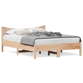 Estructura de cama sin colchón madera maciza de pino 135x190 cm