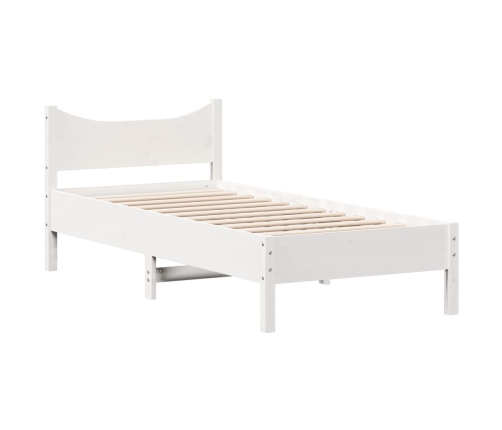 Estructura de cama sin colchón madera maciza blanca 75x190 cm