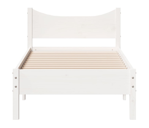 Estructura de cama sin colchón madera maciza blanca 75x190 cm