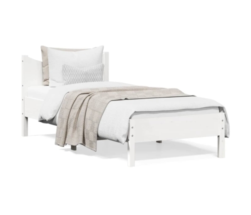 Estructura de cama sin colchón madera maciza blanca 75x190 cm