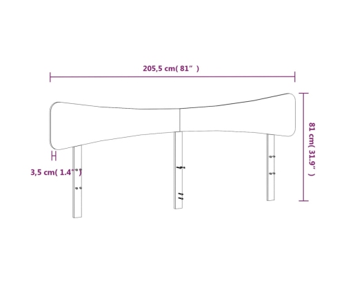 Cabecero de cama madera maciza de pino blanco 200 cm