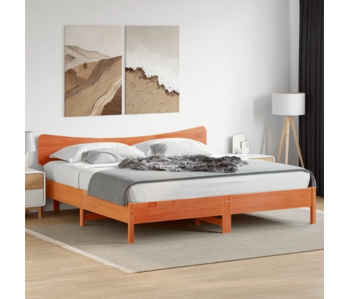 vidaXL Cabecero de cama madera maciza de pino marrón cera 200 cm