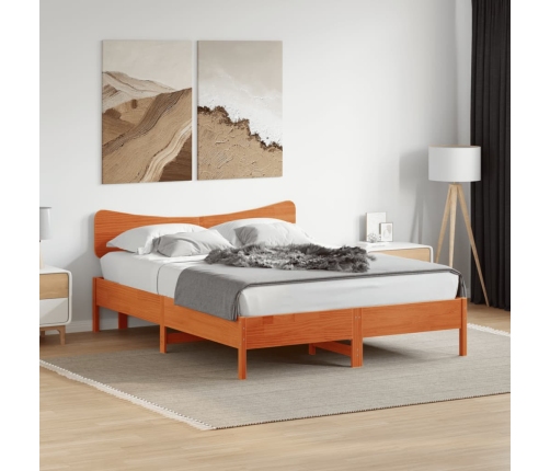 Cabecero de cama madera maciza de pino marrón cera 160 cm