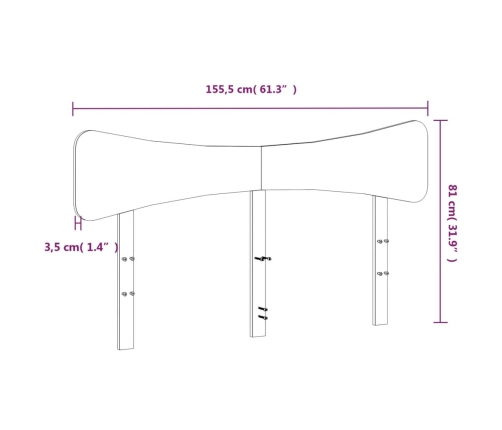 Cabecero de cama madera maciza de pino blanco 150 cm