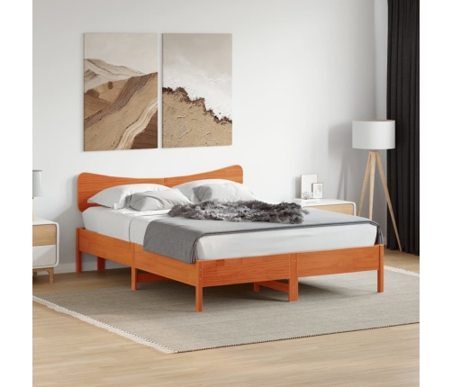 Cabecero de cama madera maciza de pino marrón cera 150 cm