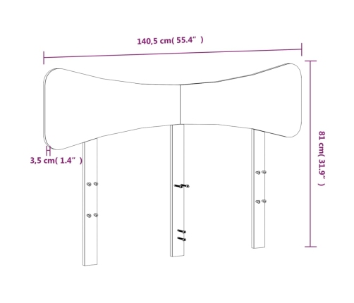 Cabecero de madera maciza de pino 135 cm