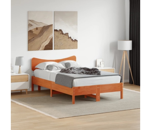 Cabecero de cama madera maciza de pino marrón cera 135 cm