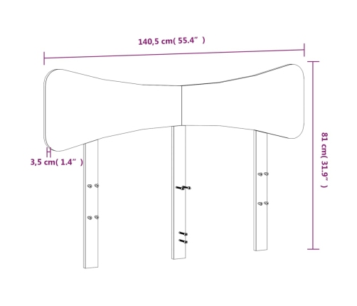 Cabecero de cama madera maciza de pino marrón cera 135 cm