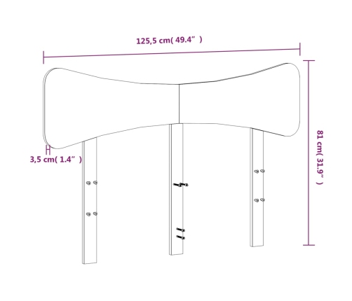 Cabecero de cama madera maciza de pino blanco 120 cm