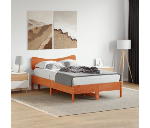 Cabecero de cama madera maciza de pino marrón cera 120 cm