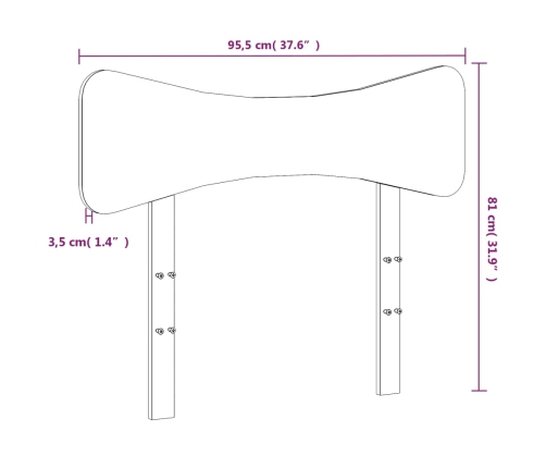 Cabecero de madera maciza de pino 90 cm