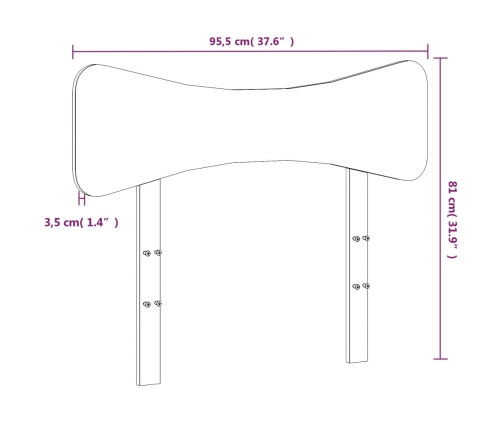 Cabecero de cama madera maciza de pino blanco 90 cm