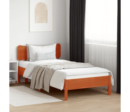 Cabecero de cama madera maciza de pino marrón cera 90 cm