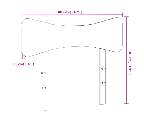 Cabecero de madera maciza de pino 75 cm