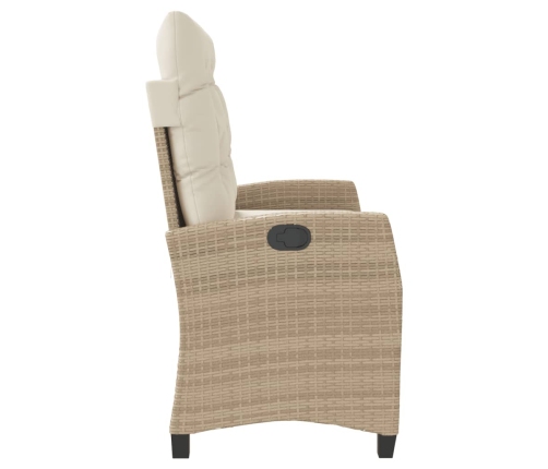 Sillón reclinable de jardín con cojines ratán sintético beige