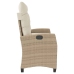 Sillón reclinable de jardín con cojines ratán sintético beige