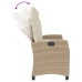 Sillón reclinable de jardín con cojines ratán sintético beige