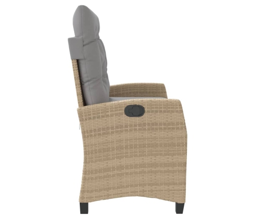 Sillón reclinable de jardín con cojines ratán sintético beige