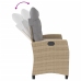 Sillón reclinable de jardín con cojines ratán sintético beige