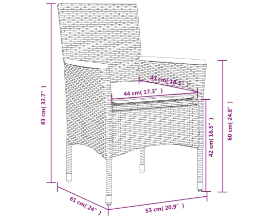 Sillones de jardín con cojines 2 uds ratán sintético gris