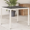 Mesa de jardín superficie de vidrio ratán PE blanco 90x90x75 cm